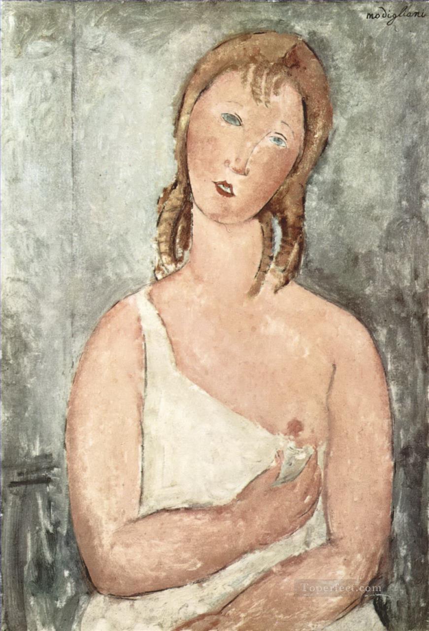 シャツを着た少女 赤毛の少女 1918年 アメデオ・モディリアーニ油絵